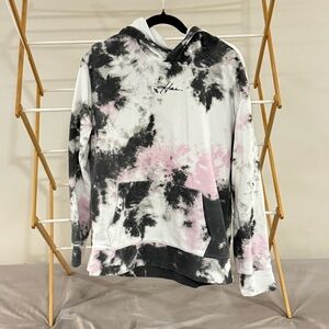 Hollister Black and Pink Tie-Dye Terry Hoodie